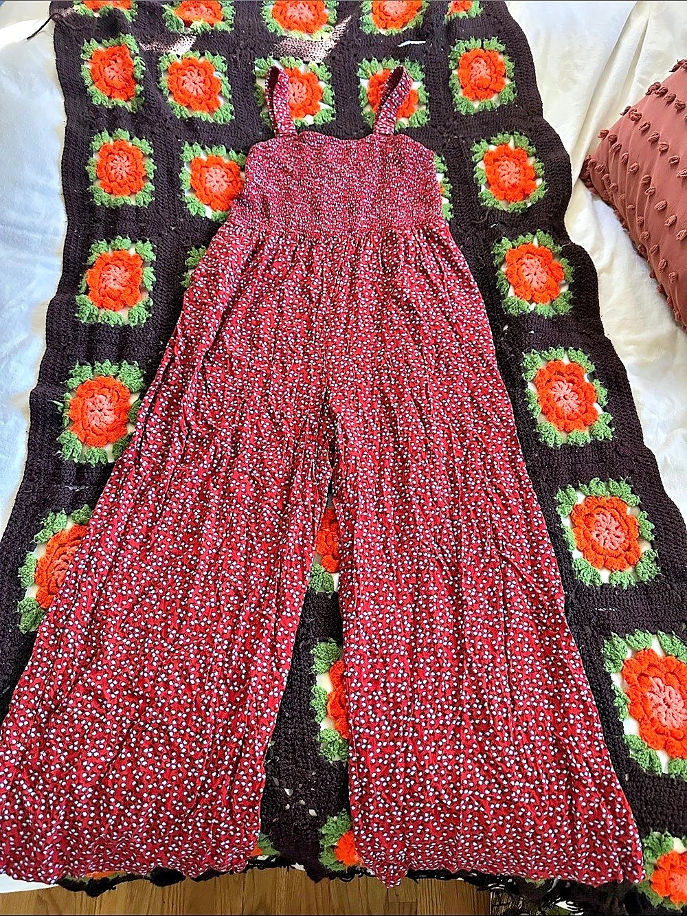 DONKOO Red Floral Maxi Dress Like New